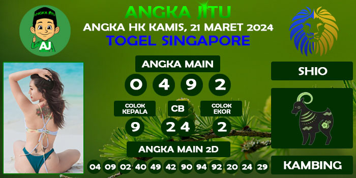 Prediksi Angka Jitu Sgp Kamis 21 Maret 2024